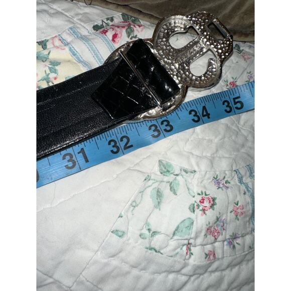 VINTAGE ALEXIS KIRK DESIGNER ALLIGATOR GOLD SILVER BUCKLE ADJUSTABLE SIZE BELT main image 4